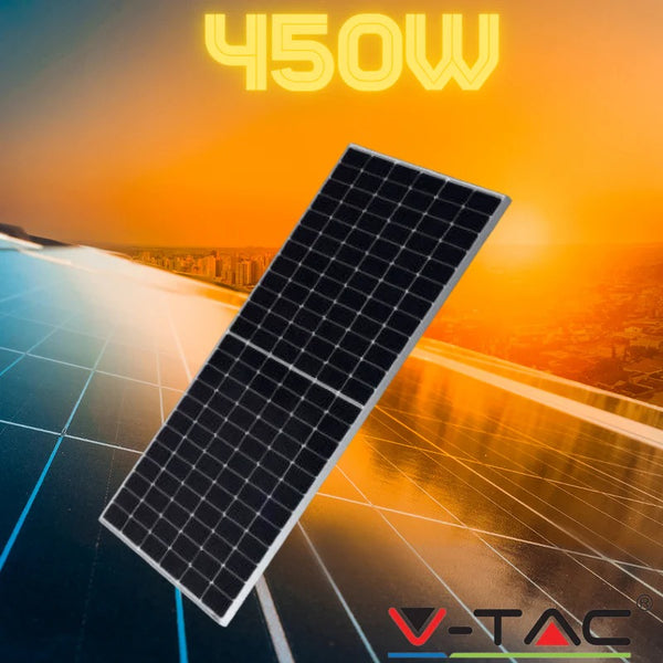 Izņemšana TIKAI veikalā_450W 36V(maksimāli 41.5V) Saules panelis, izmērs 2094x1038x35mm, 23.5kg, iekļauti MC4 konektori, zīmols V-TAC, ražotne nr.1 pasaules lielākā paneļu ražotne, VT-450, garantija 10 gadi