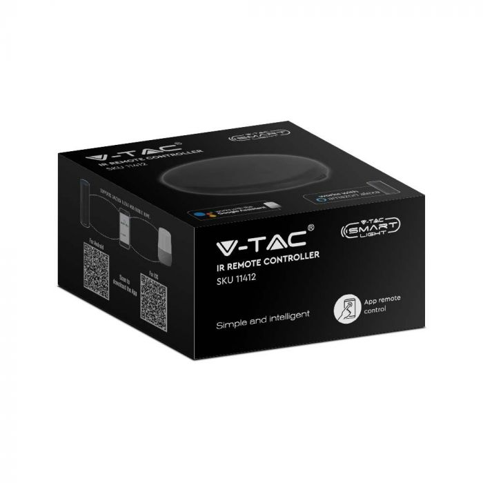 Infrasarkanais LED SMART spuldžu tālvadības kontrolieris, melns, IP20, savietojams ar AMAZON ALEXA & GOOGLE HOME