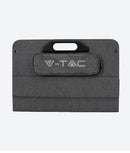 The 120W solar panel can be connected to V-TAC charging stations and other equipment. Easily folds up with a carrying bag. Resistant to water and dust