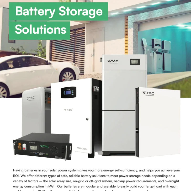 10KW hybrid växelriktarsats för solsystem, 3 faser, 5 års garanti + 10kW/h eller 10240W Batteri med elektronisk LED-display, används för hybrid solsystem, 200Ah/51,2V, V-TAC varumärke, 5 års garanti, 7000 fulla laddningscykler