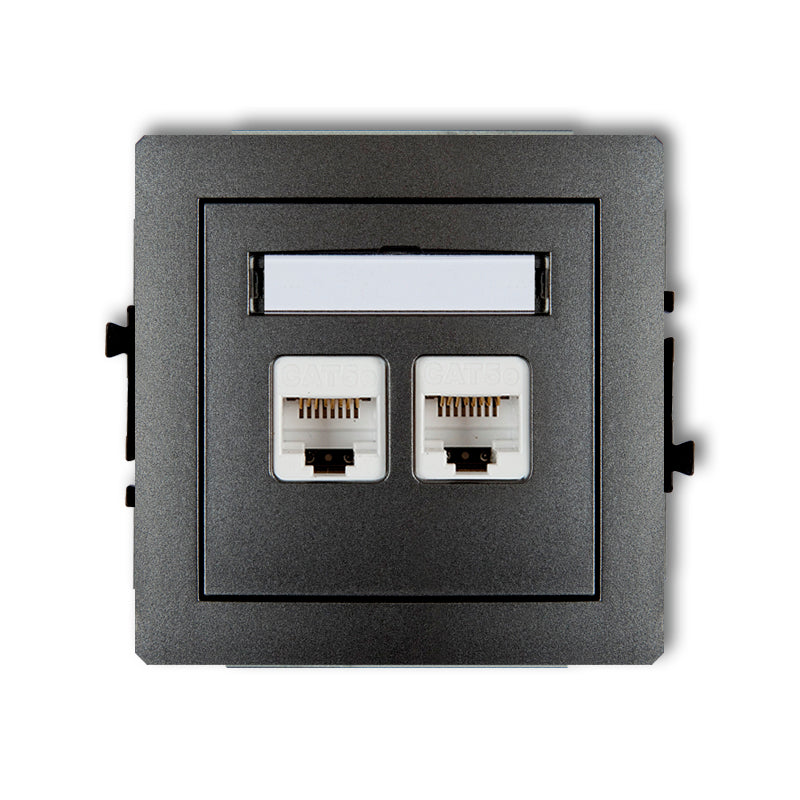 2-poolne arvutipesa 2xRJ45, kat.5e, 8-poolne DECO, z/a, grafiitne