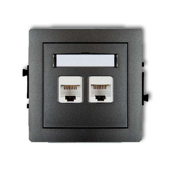 2-vietīgas datora kontaktligzdas mehānisms 2xRJ45, kat. 5e, 8-kontaktu