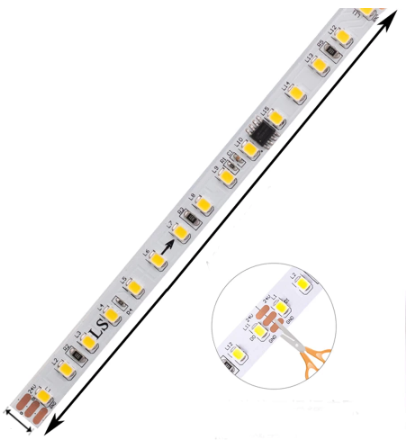 Pris per 1m_Programmerbar LED-tejp, 120 LED/m, 5,8W/m, 24V, varmvitt ljus 3000K