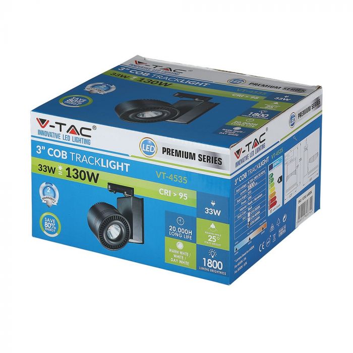 Parauga izpārdošana_33W(1800Lm) LED track light (sliežu prožektors), IP20, V-TAC, neitrāli balta gaisma 5000K