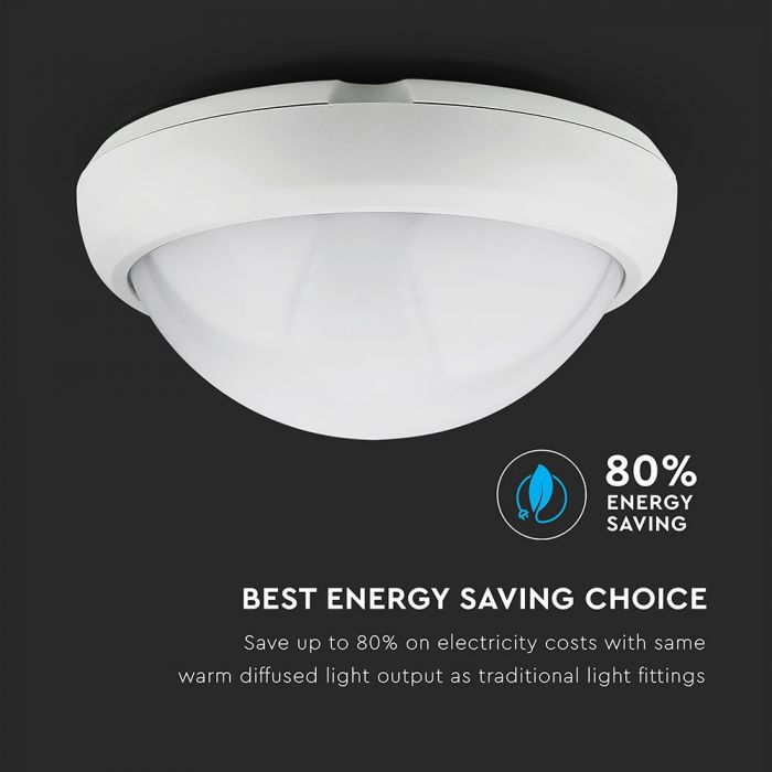 8W(560Lm) LED plafons, balts, apaļš, IP54, V-TAC, neitrāli balta gaisma 4500K