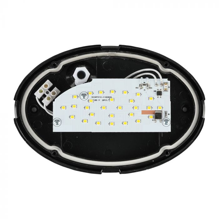 8W(560Lm) LED ceiling, oval, black, IP54, V-TAC, cold white light 6400K