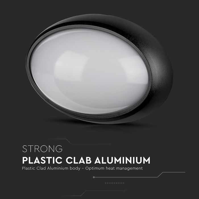 8W(560Lm) LED ceiling, oval, black, IP54, V-TAC, cold white light 6400K