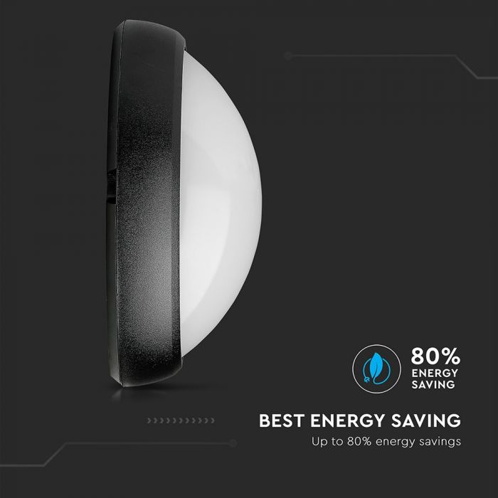 8W(560Lm) LED ceiling, oval, black, IP54, V-TAC, cold white light 6400K