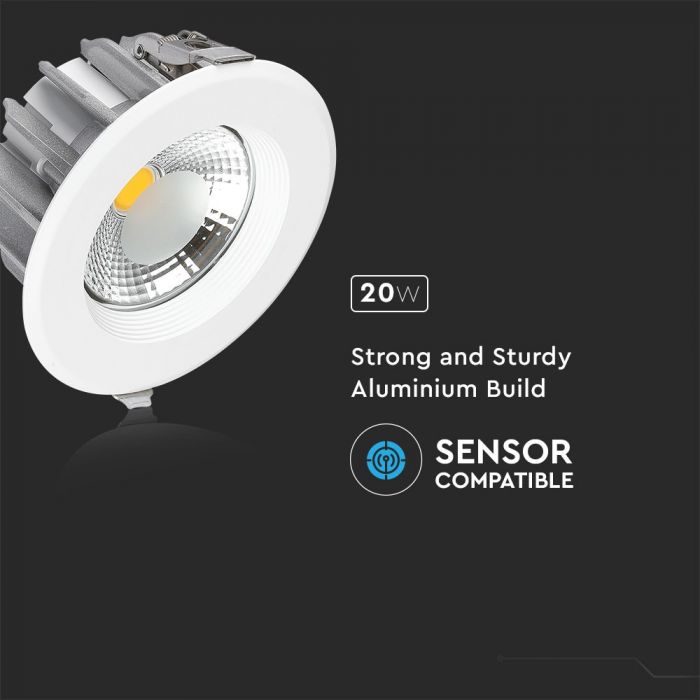 Paraugu izpārdošana 20W(2400Lm) LED COB iebūvējams Griestu gaismeklis, V-TAC, IP20, auksti balta gaisma 6000K
