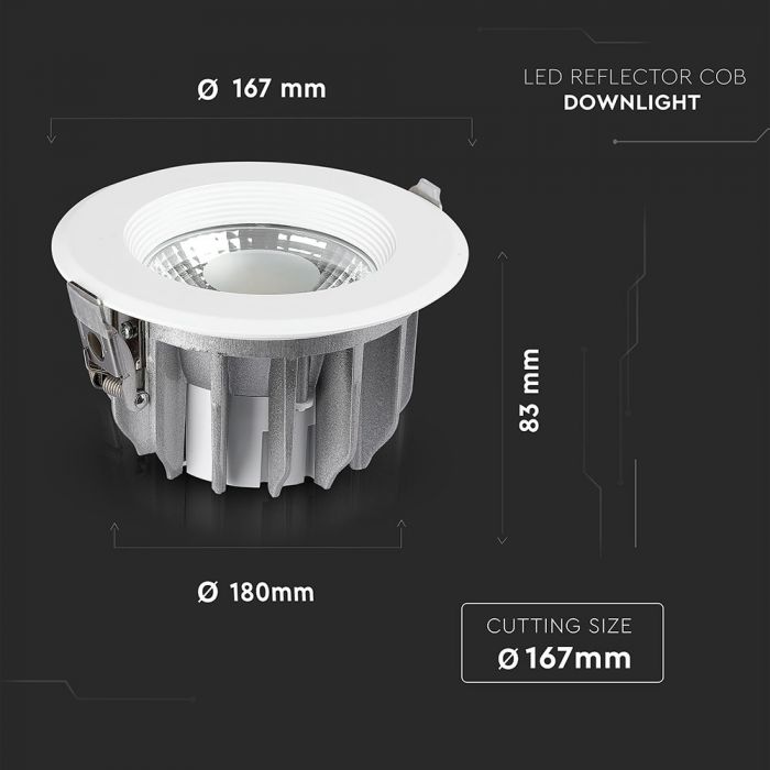 Paraugu izpārdošana 20W(2400Lm) LED COB iebūvējams Griestu gaismeklis, V-TAC, IP20, auksti balta gaisma 6000K