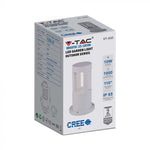 10W(1000Lm) LED uz virsmas montējams dārza gaismeklis, 25cm, V-TAC, IP65, balts, auksti balta gaisma 6400K