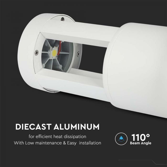10W(1000Lm) LED uz virsmas montējams dārza gaismeklis, 25cm, V-TAC, IP65, balts, auksti balta gaisma 6400K
