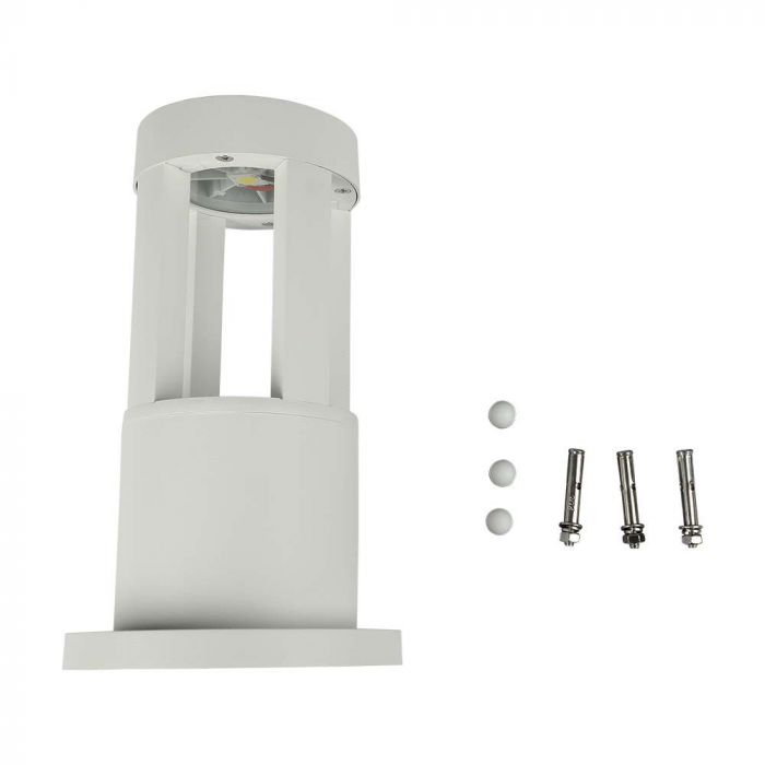 10W(1000Lm) LED uz virsmas montējams dārza gaismeklis, 25cm, V-TAC, IP65, balts, auksti balta gaisma 6400K