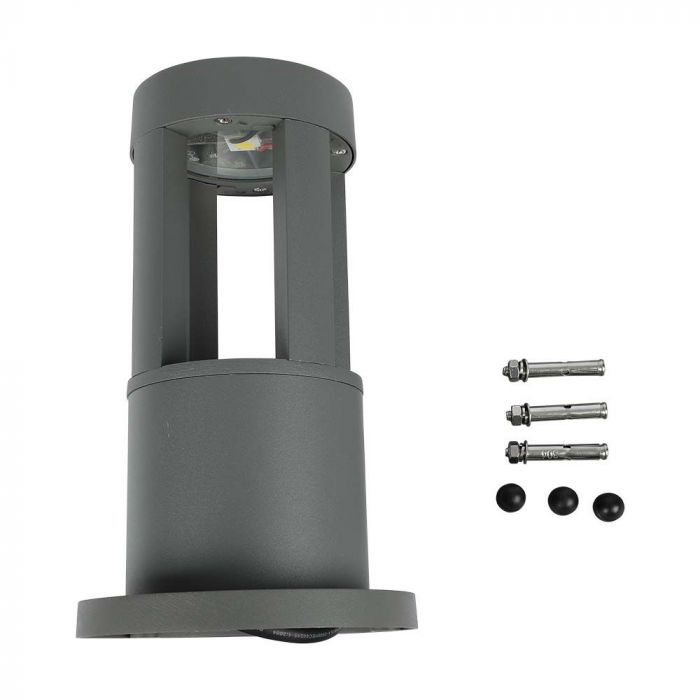 10W(1000Lm) LED uz virsmas montējams dārza gaismeklis, 25cm, V-TAC, IP65, pelēks, auksti balta gaisma 6400K