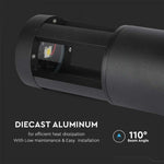 10W(1000Lm) LED uz virsmas montējams dārza gaismeklis, 25cm, V-TAC, IP65, melns, silti balta gaisma 3000K