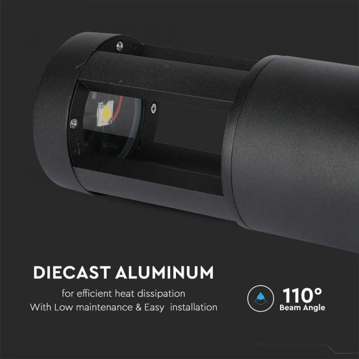 10W(1000Lm) LED utanpåliggande trädgårdslampa, 25cm, V-TAC, IP65, svart, neutralvit 4000K