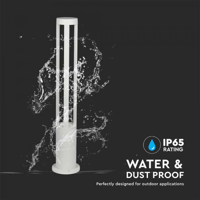 10W(1000Lm) LED uz virsmas montējams dārza gaismeklis, 80cm,V-TAC, IP65, balts, neitrāli balta gaisma 4000K