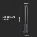 10W(1000Lm) LED surface mounted garden light, 80cm, V-TAC, IP65, black, cold white light 6400K