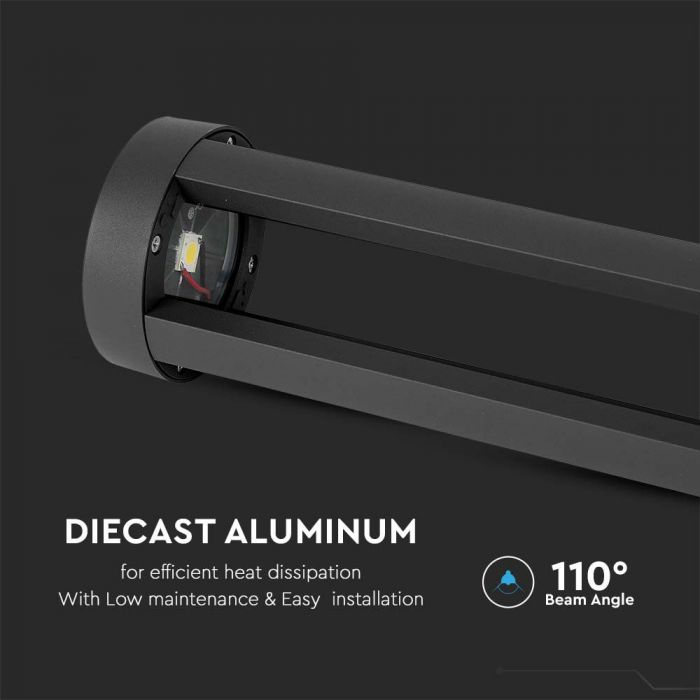 10W(1000Lm) LED surface mounted garden light, 80cm, V-TAC, IP65, black, cold white light 6400K