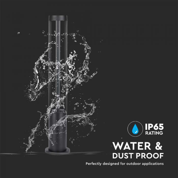 10W(1000Lm) LED surface mounted garden light, 80cm, V-TAC, IP65, black, cold white light 6400K