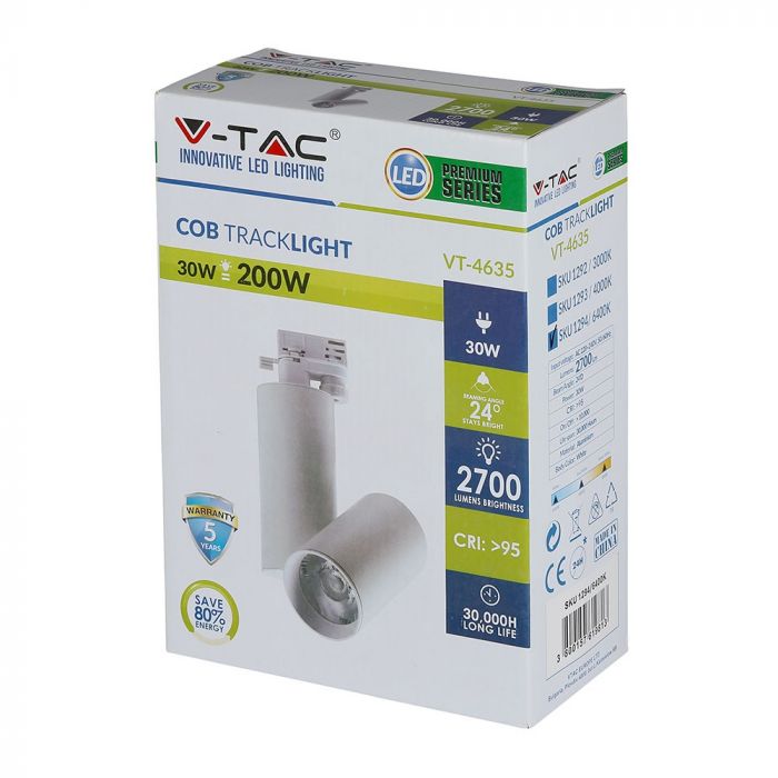 30W(2700Lm) LED-ljusramp, 5 års garanti, IP20, V-TAC, varmvit 3000K