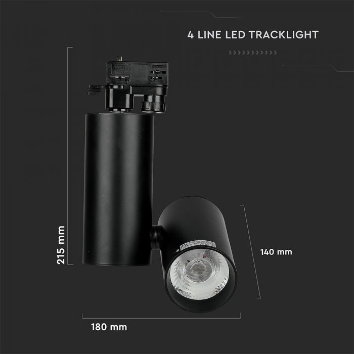 30W(2700Lm) LED track light, warranty 5 years, IP20, V-TAC, cold white light 6000K