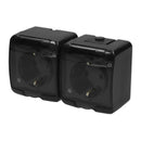 2-poligt uttag Junior med jord SCHUKO 2x(2P+Z) (transparent lock; utan barnskydd), v/a, IP54, svart