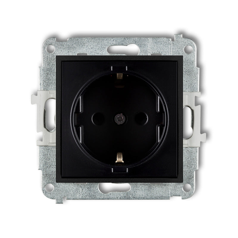 1-poolne pesa, mehaaniline MINI maandusega SCHUKO 2P+Z, z/a, IP20, must