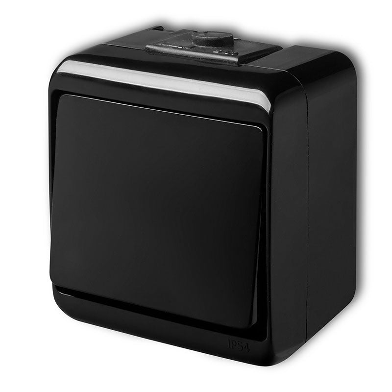 Single-pole switch Junior, surface-mounted, IP54, black