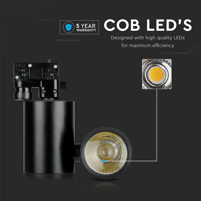 15W(1350Lm) LED track light (sliežu prožektors), garantija 5 gadi, IP20, V-TAC, auksti balta gaisma 6400K