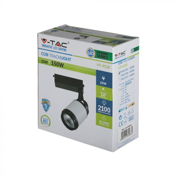 25W (2100Lm) LED valgusti, IP20, V-TAC, jaheda valge valgus 6000K