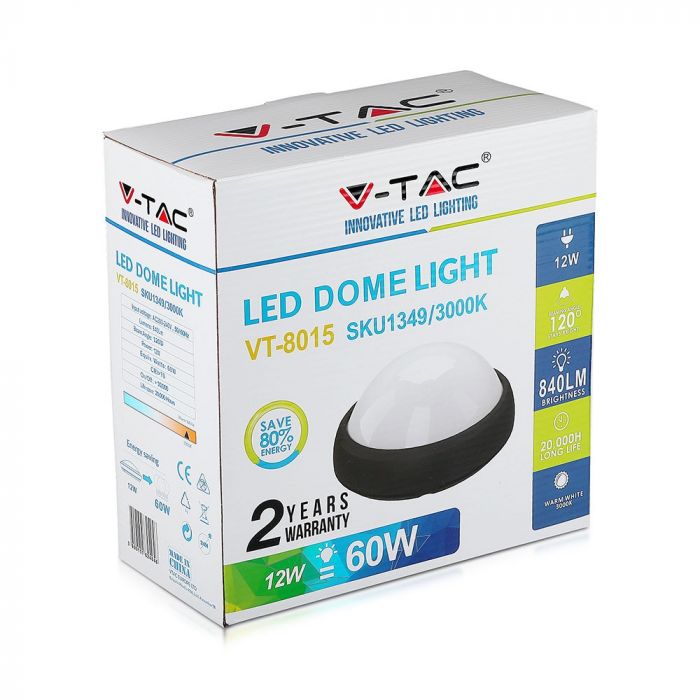 12W(840Lm) LED ceiling light, IP54, round, V-TAC, warm white light 3000K