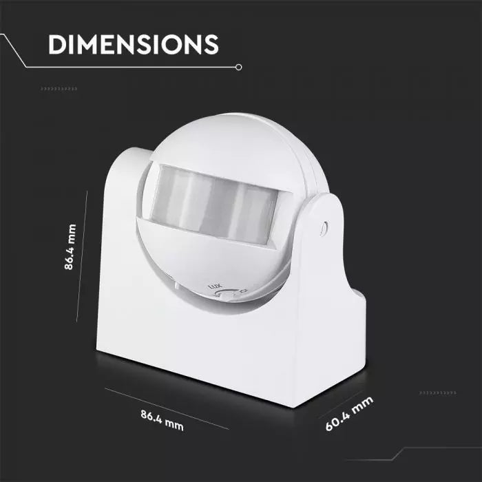 Infrared motion sensor, adjustable time and LUX (Max 300W LED), IP44, V-TAC
