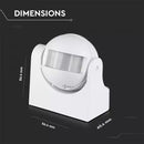 Infrared motion sensor, adjustable time and LUX (Max 300W LED), IP44, V-TAC