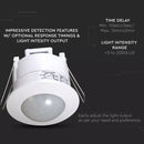 Infrared motion sensor, ceiling, adjustable time and LUX (up to 300W), V-TAC