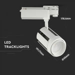 35W(2900Lm) profesionālais LED CREE sliežu prožektors 3 fāžu, IP20, V-TAC, auksti balta gaisma 6500K