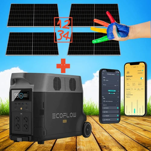 Only with pick-up in the store LEDakcijas.lv in Riga_Mobile charging station/battery (EcoFlow DELTA PRO) complete with 4 solar panels 410W, battery capacity 3600Wh, EcoFlow