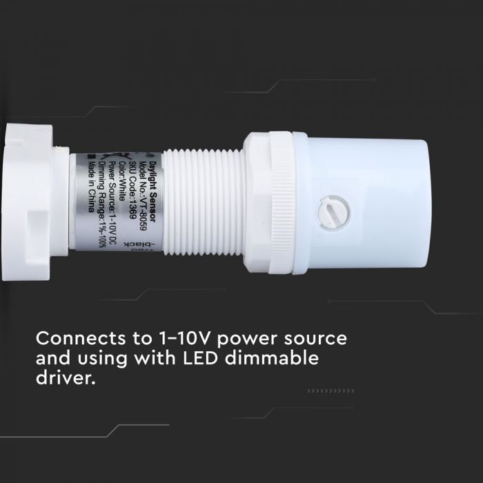 LED light sensor, built-in, dimmer (dusk sensor), adjustable, 1-10V, white, V-TAC