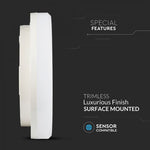 15W(1250Lm) LED plafons, IP44, apaļš, V-TAC, auksti balta gaisma 6400K