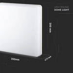 15W(1250Lm) LED plafons, IP44, kvadrāts, V-TAC, silti balta gaisma 3000K
