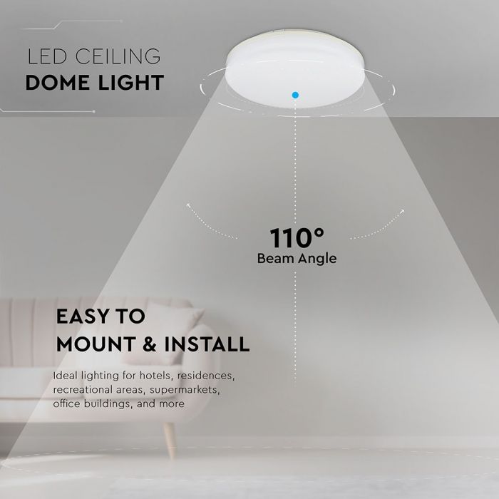 25W(2000Lm) LED ceiling light, white, round, IP44, V-TAC, neutral white light 4000K