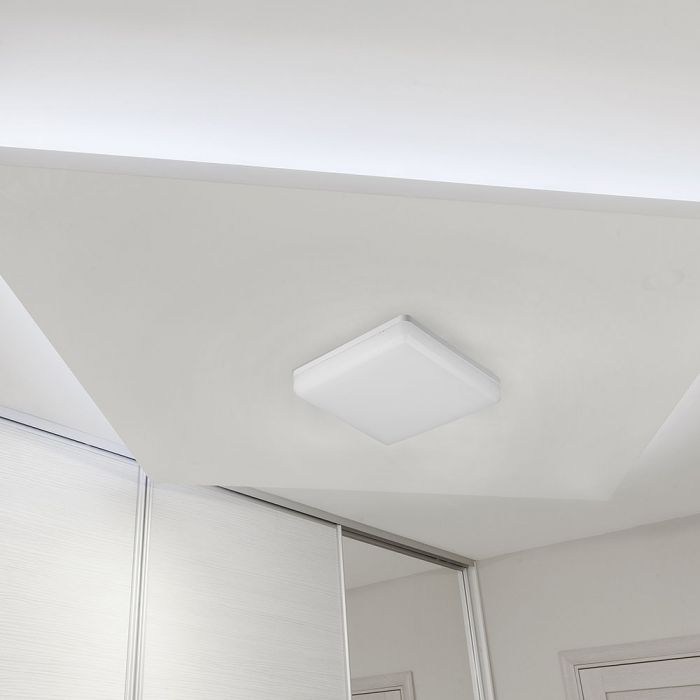 25W(2500Lm) V-TAC SAMSUNG LED plafons, kvadrāta, balts, IP44, IK08, silti balta gaisma 3000K