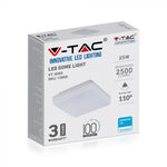 25W(2500Lm) V-TAC SAMSUNG LED plakat, ruudukujuline, valge, IP44, IK08, neutraalne valge valgus 4000K