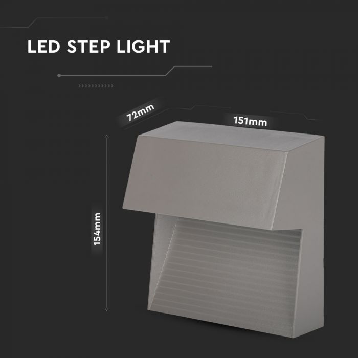 3W(210Lm) LED Stair light, square, V-TAC, IP65, warm white light 3000K