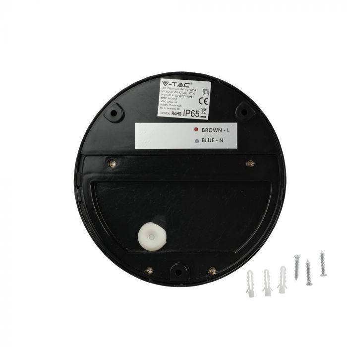 3W(210Lm) LED Kāpņu gaismeklis, apaļš, V-TAC, IP65, silti balta gaisma 3000K