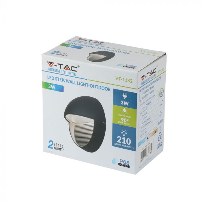 3W(210Lm) LED Stair light, round, V-TAC, IP65, neutral white light 4000K