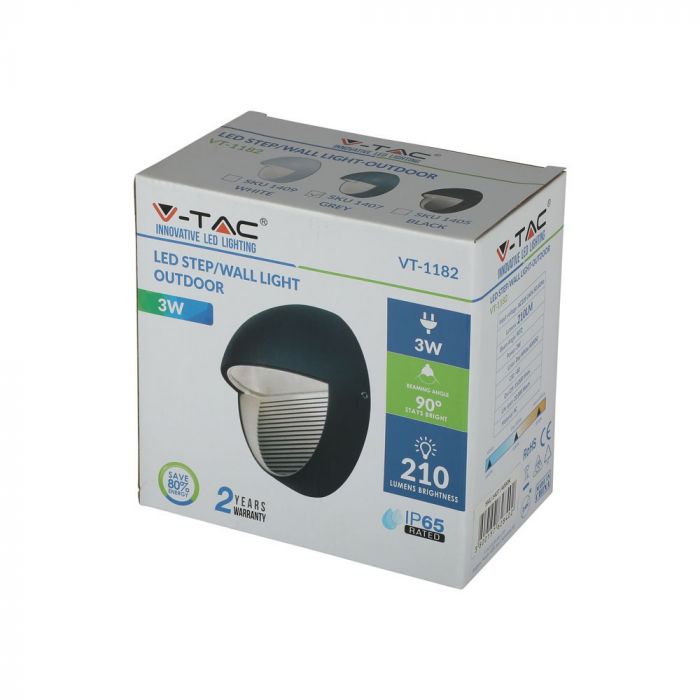 3W(210Lm) LED Stair light, round, V-TAC, IP65, neutral white light 4000K