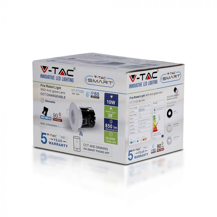 10W(850Lm) LED BLUETOOTH infälld trapphusarmatur, rund, vit, V-TAC, IP65, 2700-6500K