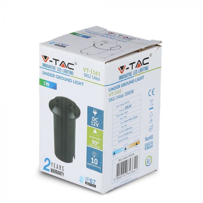 1W(10Lm) 12V LED aialamp, IP67, V-TAC, jaheda valge 6400K