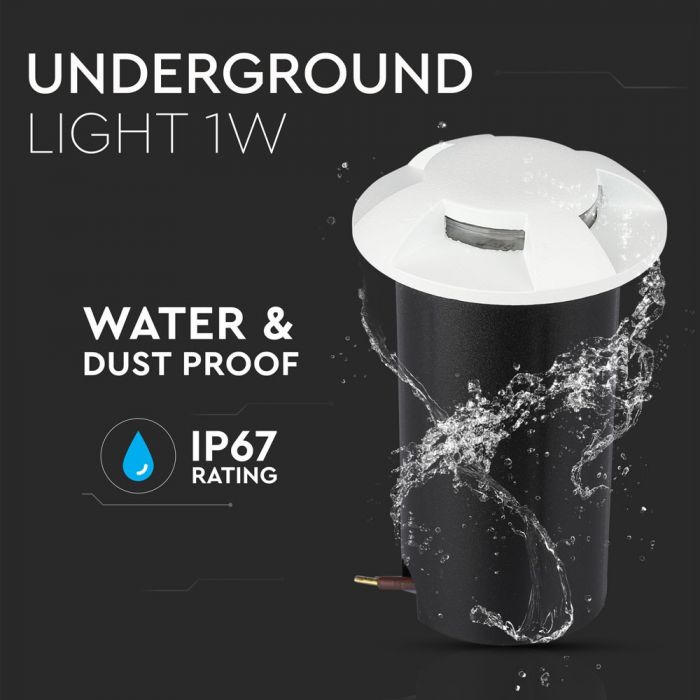 1W(10Lm) LED garden light, IP67, V-TAC, cold white light 6500K